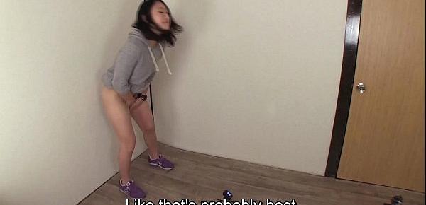  Subtitled Japanese bottomless Pee Desperation in HD
